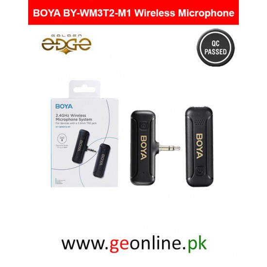 MIC BOYA BY-WM3T2-M1 Wireless Lavalier Dual Microphone Plug Play Microphone with 3.5mm TRS Connector for Camera Recorder Noise Cancellation Cordless Clip On Mic for Video Recording