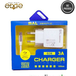 Mobile Charger MAL G36 3A Dual USB Port With Direct Connector Cable